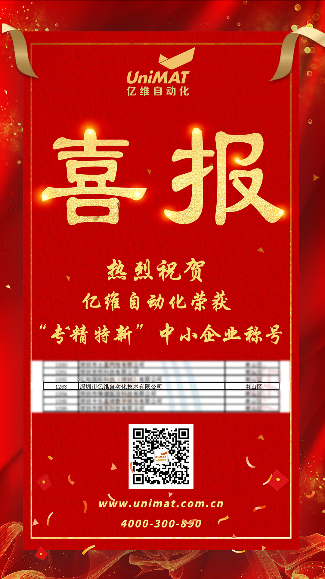 喜報！億維自動化獲評2022年深圳市“專精特新”中小企業(yè)稱號